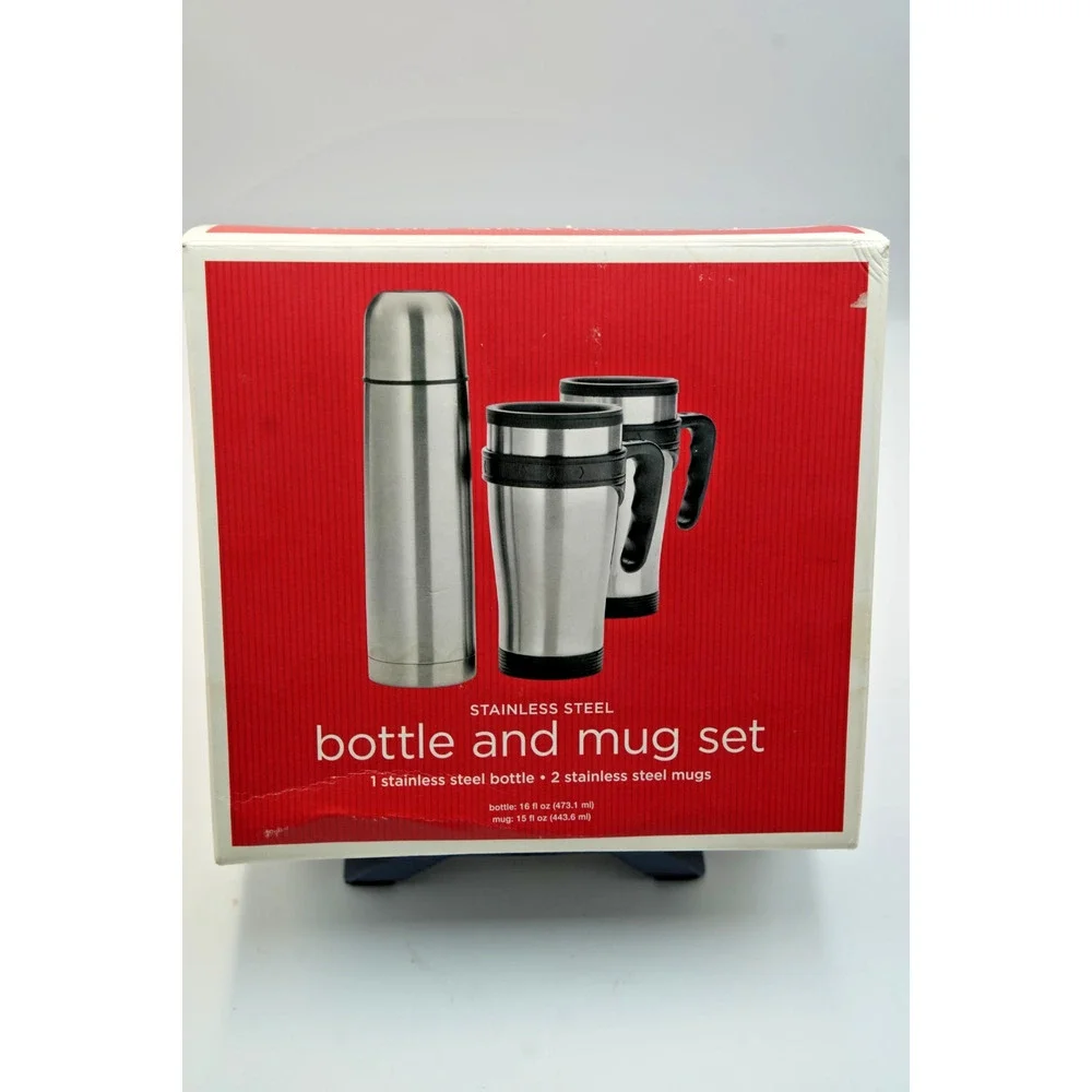 3 Piece Stainless Steel Bottle and Mug Set New In Box (CT)‎